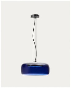Tmavomodré LED závesné svietidlo so skleneným tienidlom ø 38 cm Reig – Kave Home