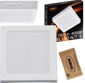 BERGE Prisadený štvorcový LED panel 12W - 1320lm - neutrálna farba