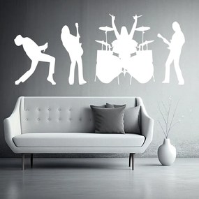 Veselá Stena Samolepka Rocková kapela Farba: bílá, Veľkosť: 80 x 32 cm