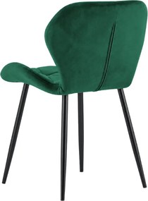 Jedálenská stolička MANGO VELVET s čiernymi nohami, tmavozelená