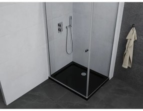 Mexen Pretoria, sprchovací kút 80 (dvere) x 100 (stena) cm, 6mm číre sklo, chrómový profil + čierna sprchová vanička, 852-080-100-01-00-4070