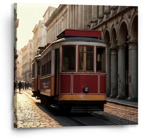 Sablio Obraz Historická červená električka - 50x50 cm
