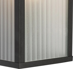 Vonkajšia nástenná lampa čierna s rebrovaným sklom IP44 - Charlois