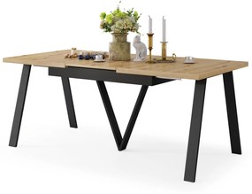 AVERY Dub Artisan / čierna spodná časť - LOFTOVÝ / PRIEMYSELNÝ STÔL DO OBÝVAČKY/ JEDÁLNE ROZKLADACÍ DO 290 cm!