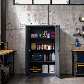 Kovová modulárna multifunkčná skriňa na podstavci antracitová MEGAN 1600 x 900 x 400 mm