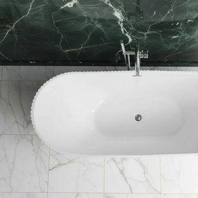 Voľne stojaca akrylátová vaňa REA ATENA 170x73 cm biela, sifón Click-Clack - biely
