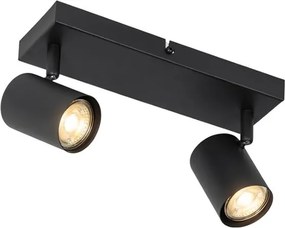 Moderné stropné svietidlo čierne 2-svetlá nastaviteľné obdĺžnikové - Jeana