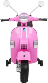 Ramiz Elektrický skúter Vespa pre deti ružový + pomocné kolieska + audio + ekokoža + EVA + plynulý štart