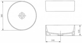 Cersanit Crea umývadlo na dosku 38cm, biela, K114-020