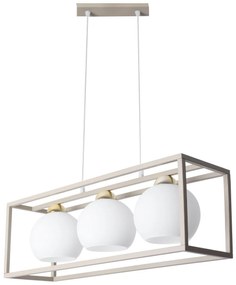 Závesné svietidlo Eliza Cage, 3x biele sklenené tienidlo v kovovom ráme