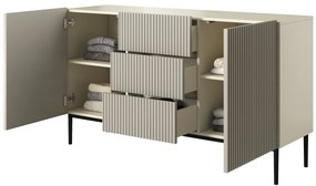 Komoda Nicole 150 cm s zásuvkami - kašmírová / čierna