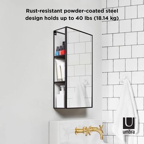 Nástenné zrkadlo s poličkou 30x62 cm Cubiko - Umbra