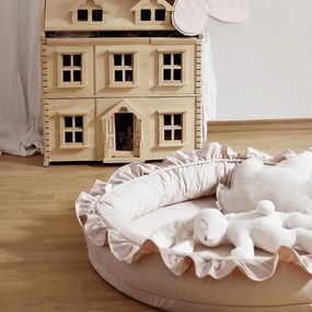 Mini hniezdo pre deti s volánom púdrovo ružová