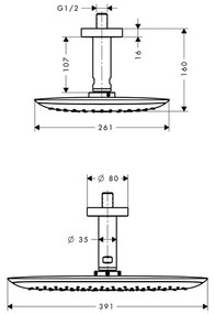 Hansgrohe PuraVida - Horná sprcha 400 mm s prívodom od stropu 100 mm, 1jet, chróm 27390000