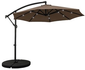 Záhradný slnečník Houseland Mavex s LED osvetlením 300 cm tmavohnedý