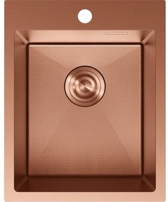 Mexen Solix, 1-komorový nerezový drez 400 x 500 mm, brúsená meď, vzor voština, 6406401000-65HC