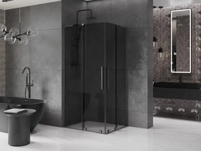 Mexen Velar L Duo, sprchový kút s posuvnými dverami 90 x 80 cm, 8mm šedé sklo, brúsený grafit, 871-080-090-02-43-66