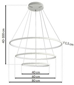 Závesné LED svietidlo Orion, 3x LED 99w, 3000k, w