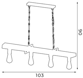 Luster na reťazi HARD 4xE27/60W/230V