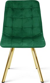 Jedálenská stolička CIEZA VELVET so zlatými nohami, zelená
