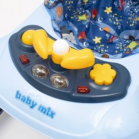 Detské chodítko Baby Mix s volantom a silikónovými kolieskami tmavomodrá