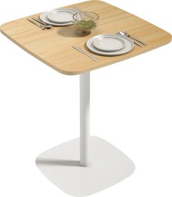 HOMCOM kompaktný štvorcový jedálenský stôl pre 2 osoby, oceľový podstavec, ideálny do malých priestorov — 60 × 60 × 75 cm, drevodekor a biela | Aosom