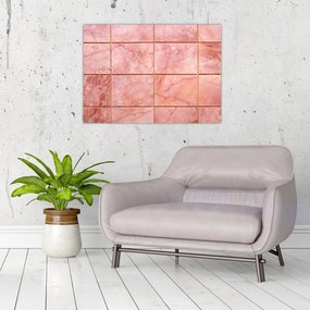 Obraz - Ružové, mramorované dlaždice (70x50 cm)