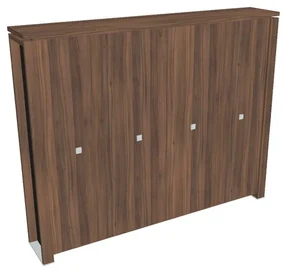 Vysoká šatníková skriňa Verno+ S 260 x 46 x 210 cm, orech / čierna