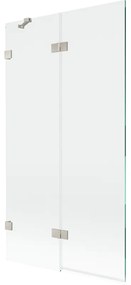 Mexen Lunar, 2-krídlová vaňová zástena ľavá 100 x 150 cm, číre sklo, brúsená oceľ, 897-100-100-97-00-L