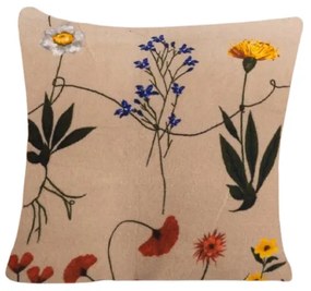 Mikroplyšový povlak na vankúšik HERBÁR 45x45 cm, béžový