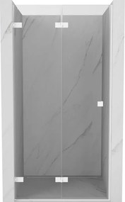 Mexen, Mexen Lunar-F skladacie ľavé sprchové dvere 80 cm, transparentné, biele - 836-080-000-20-00-L