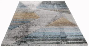 Koberec Diamond New 3D Geometria tyrkysovo - zlatý