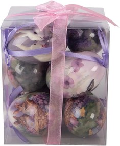 9ks dekorácia fialové závesné vajíčko s zajačikmi Spring Egg - Ø 5*8 cm