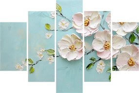 Obraz - Kvietky na modrom pozadí (150x105 cm)