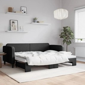 Denná posteľ s rozkladacou posteľou čierna 80x200 cm látka 3196813