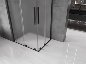 Mexen Velar L Duo, sprchový kút s posuvnými dverami 90 x 80 cm, 8mm sklo námraza, čierna matná, 871-090-080-02-33-70