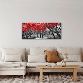 Obraz - Červené stromy, Central Park, New York (120x50 cm)
