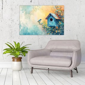 Obraz - Vtáčia búdka, akvarel (90x60 cm)