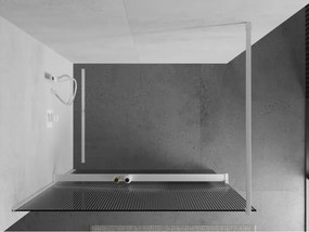 Mexen Kioto+, sprchová zástena Walk-In s poličkou a vešiakom 100 x 200 cm, 8mm sklo s rebrovým vzorom, biely profil, 800-100-121-20-09