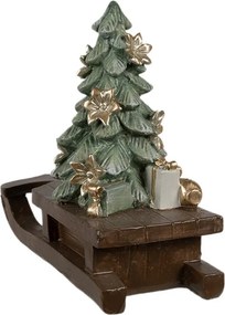 Vianočné dekorácie sánky s darčekmi a stromčekom - 20*8*17 cm