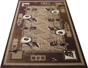 Koberec Alfa 11 – hnedý orientálny vzor s kvetinovým motívom Rozmer: 40x60 cm