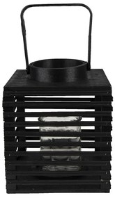 Čierna drevená závesná lampáš Bamboo - 17*17*20 cm