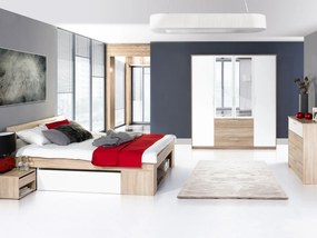Manželská posteľ 160 cm Melinne 09 (dub sonoma 3D + biela) (s úl. priestorom a noč. stolíkmi). Vlastná spoľahlivá doprava až k Vám domov. 1068192