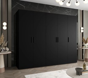 Šatníková skriňa 250 cm Borry 1 (čierna + čierna). Akcia -20%. Vlastná spoľahlivá doprava až k Vám domov. 1125783