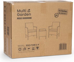 Technorattanový záhradný nábytok set 2 stoličky stôl tmavohnedý MultiGarden