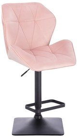 LuxuryForm Barová stolička MILANO MAX VELUR na čiernej hranatej podstave - svetlo ružová