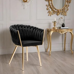 Jedálenská stolička COFTON zamatová, zlatá / čierna