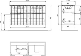 Sapho Sapho, CIRASA STRIP umývadlová skrinka 118,4x64x46cm, siena, CR121-4242S-21