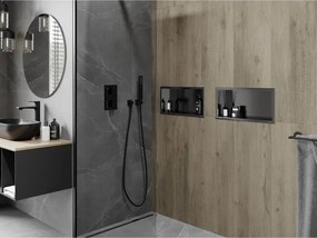 Mexen X-Wall-R, polica na zapustenie s prírubou  45 x 20 cm, grafitová matná - 19E0452010