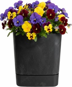 PLASTOVÝ KVETINÁČ CUBI 25X27,5 CM IMITÁCIA BETÓNU ČIERNA